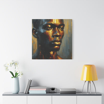 Portrait of an African Man in Bronze, Gold, and Black, abstract Impressionism , Matte Canvas, Stretched, 1.25", wall art , painting