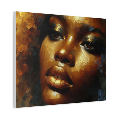 African Woman , Gold, Bronze, Black , abstract Impressionism , Giclée Print Canvas