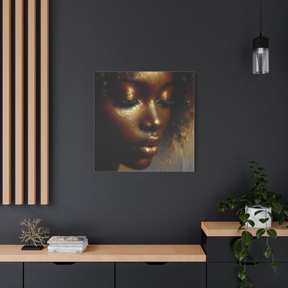 African Woman , Gold , Bronze, Black , abstract Impressionism , Giclée Print Canvas