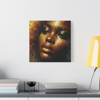 African Woman , Gold, Bronze, Black , abstract Impressionism , Giclée Print Canvas