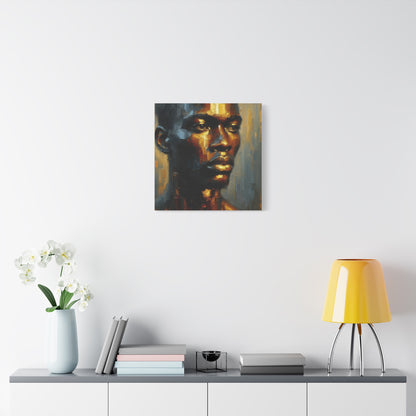 Portrait of an African Man in Bronze, Gold, and Black, abstract Impressionism , Matte Canvas, Stretched, 1.25", wall art , painting