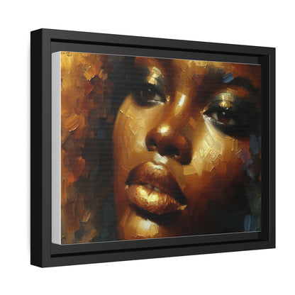 African Woman , portrait , Gold , Bronze , abstact Impressionism , Matte Canvas, Black Frame