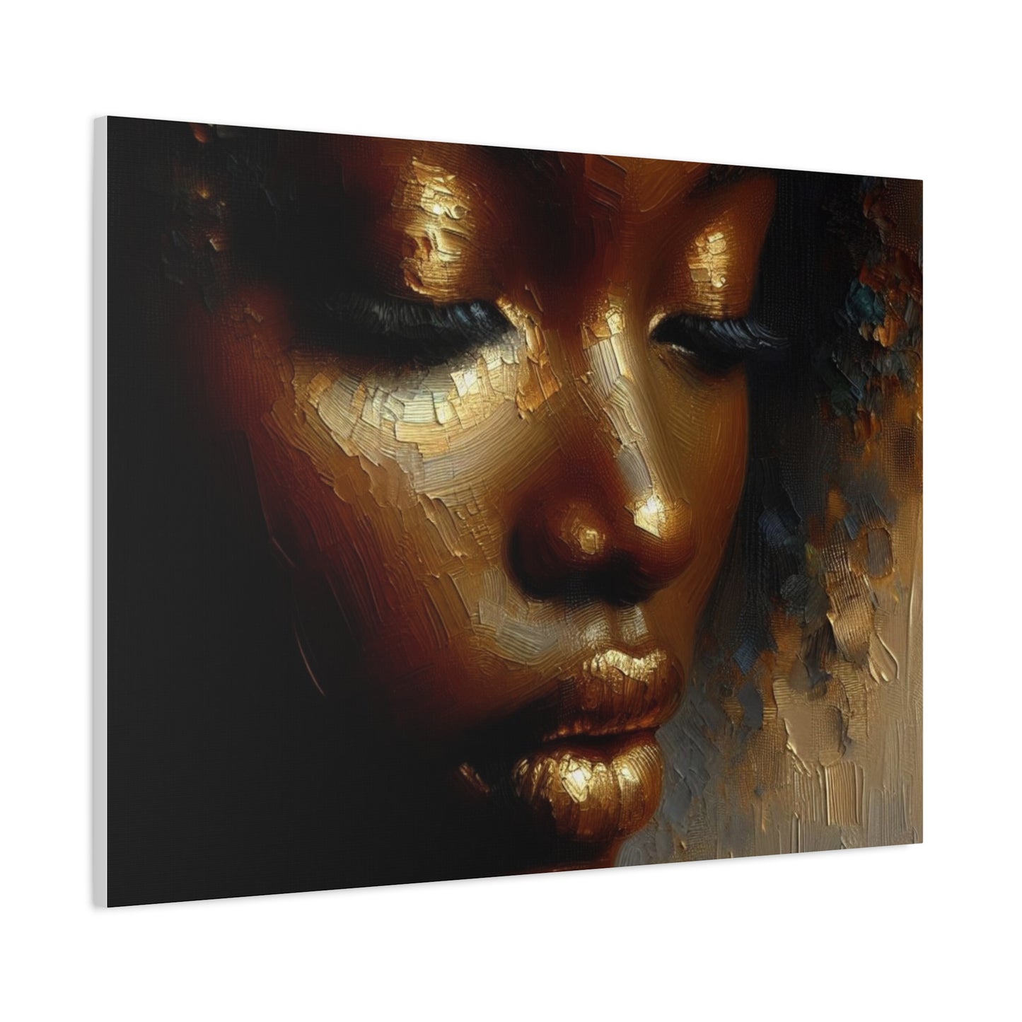 African Woman , Gold , Bronze, Black , abstract Impressionism , Giclée Print Canvas