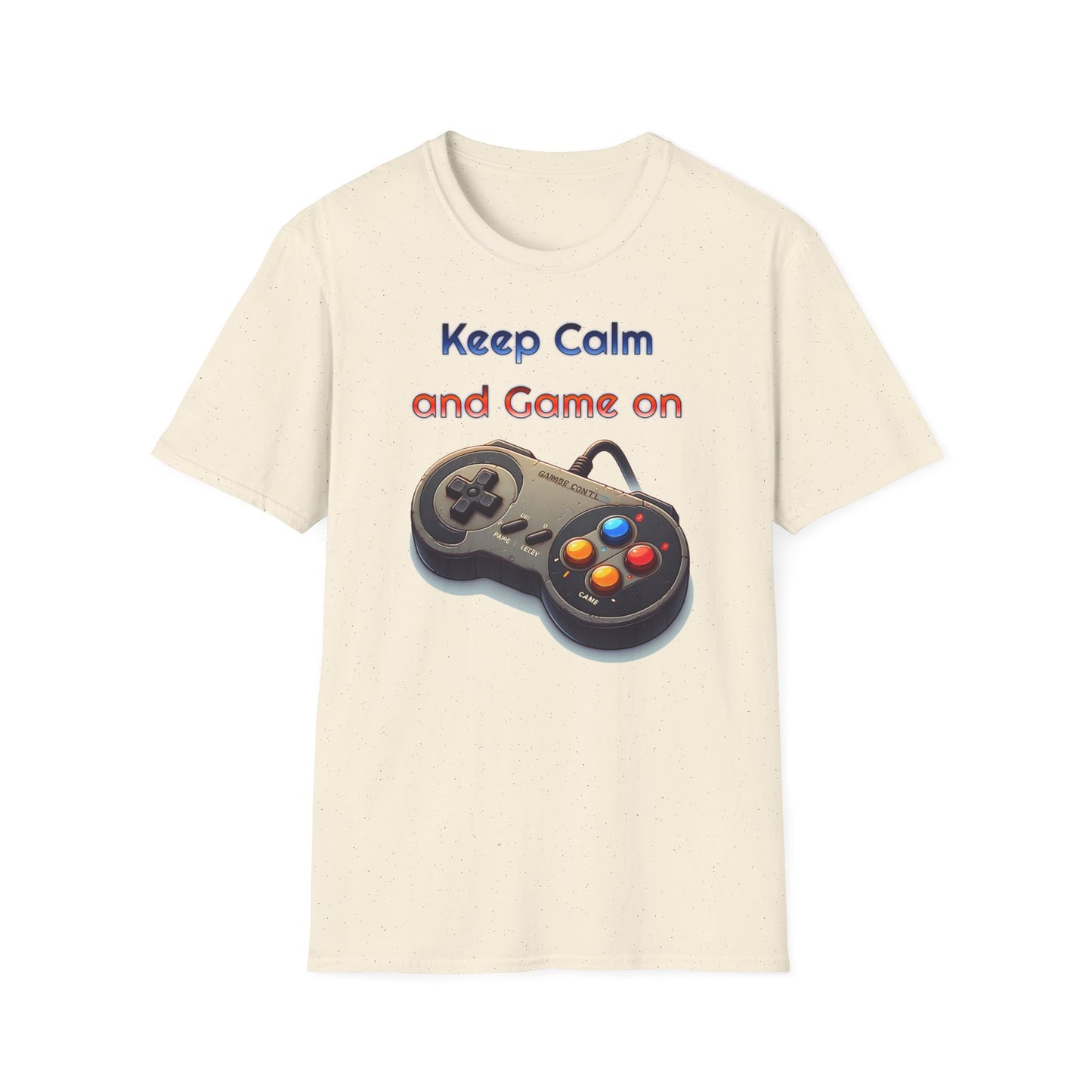 "Keep Calm and Game On" Retro Gamer , Unisex Softstyle T-Shirt