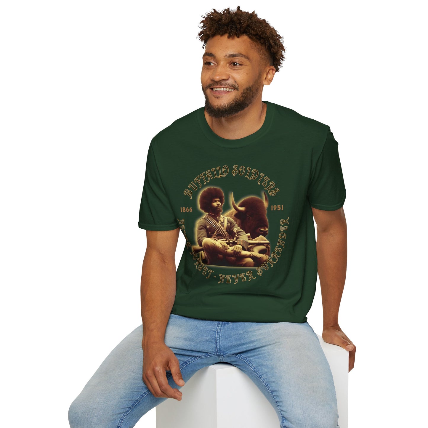 "Buffalo Soldier - Never Forget - Never Surrender" - Unisex Softstyle T-Shirt