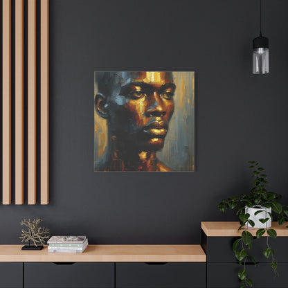 Portrait of an African Man in Bronze, Gold, and Black, abstract Impressionism , Matte Canvas, Stretched, 1.25", wall art , painting