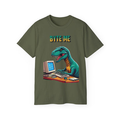 "Byte Me!" Tech-Savvy Dinosaur - Unisex Ultra Cotton Tee