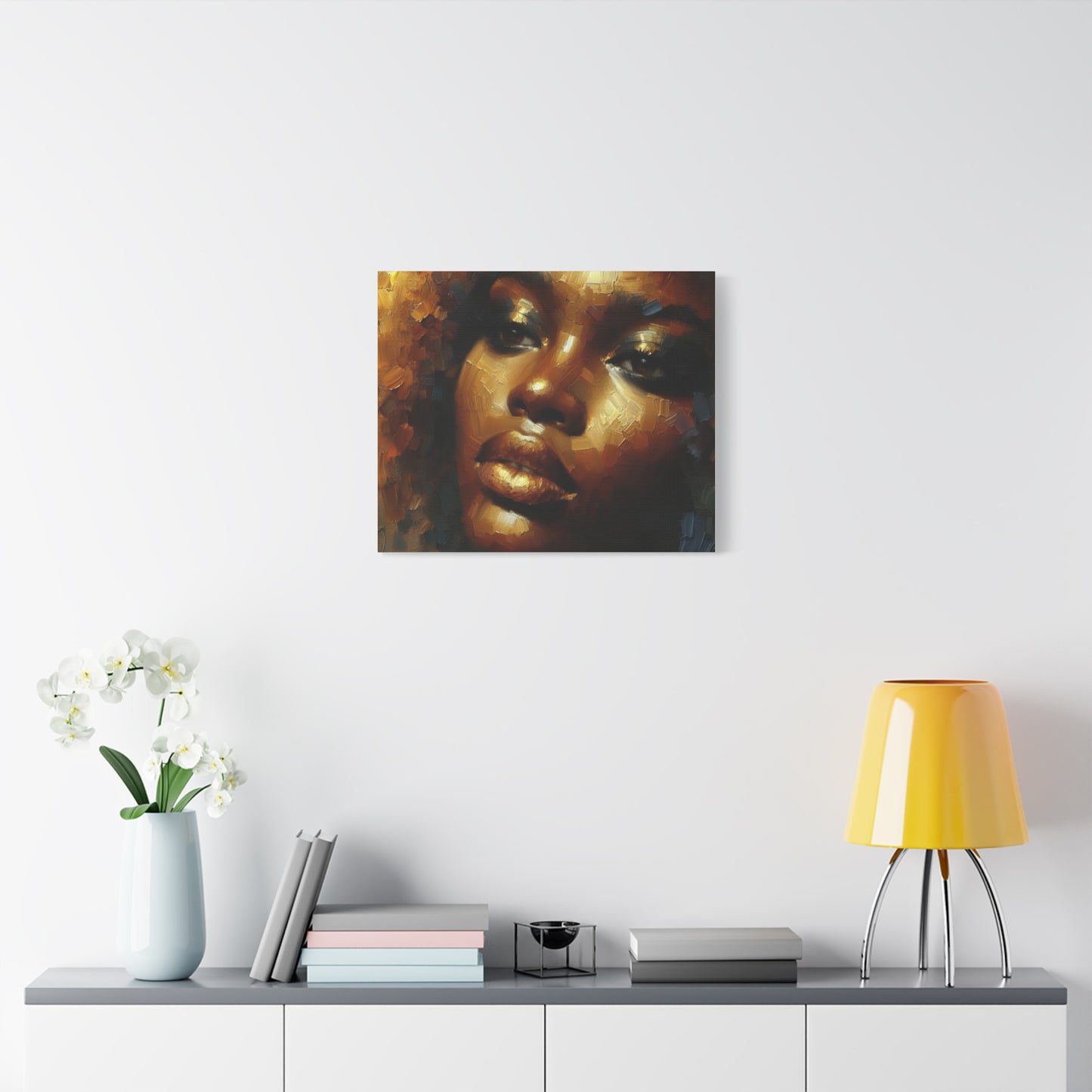 African Woman , Gold, Bronze, Black , abstract Impressionism , Giclée Print Canvas