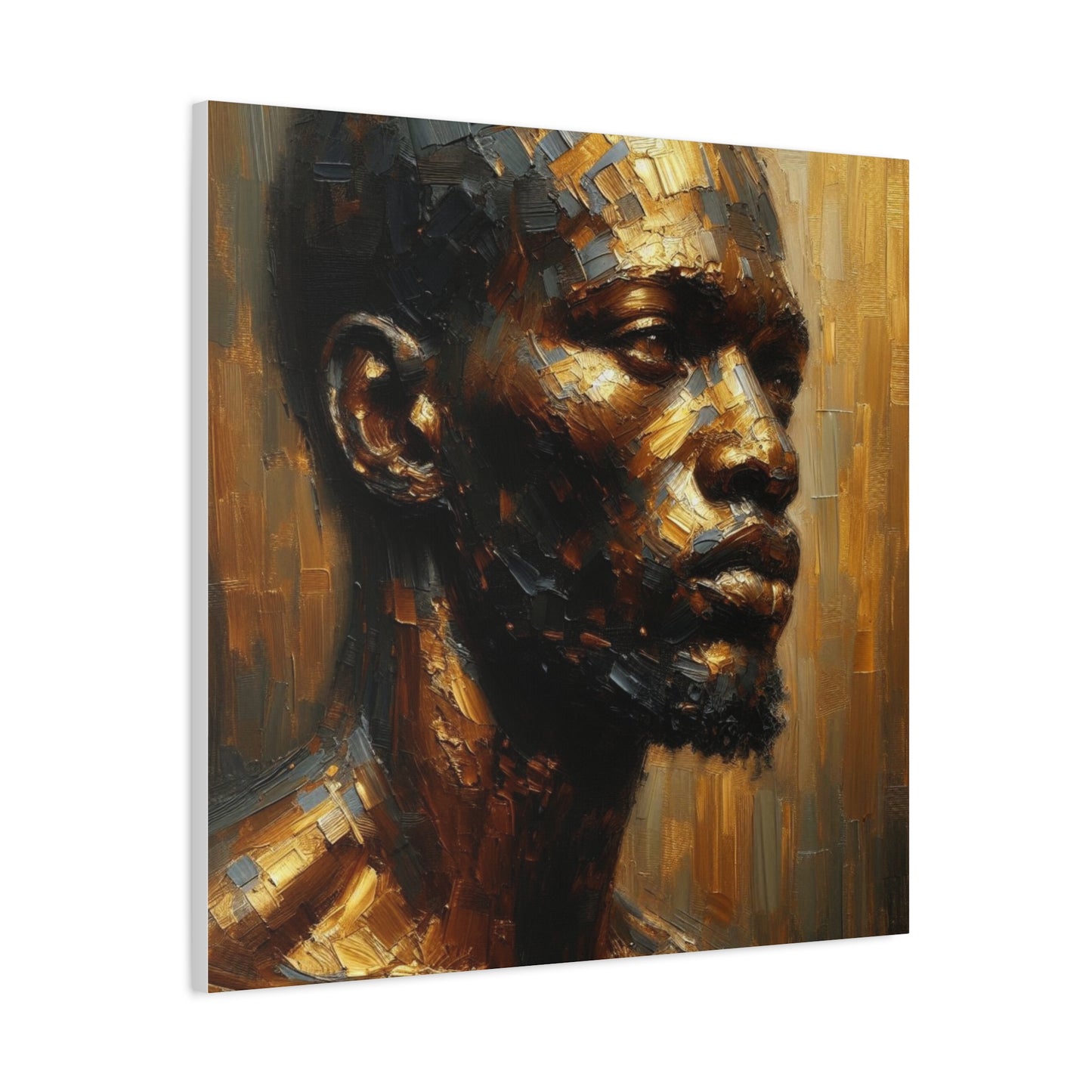 African Man , Gold , Bronze , Black , abstract Impressionism , Giclée Print Canvas