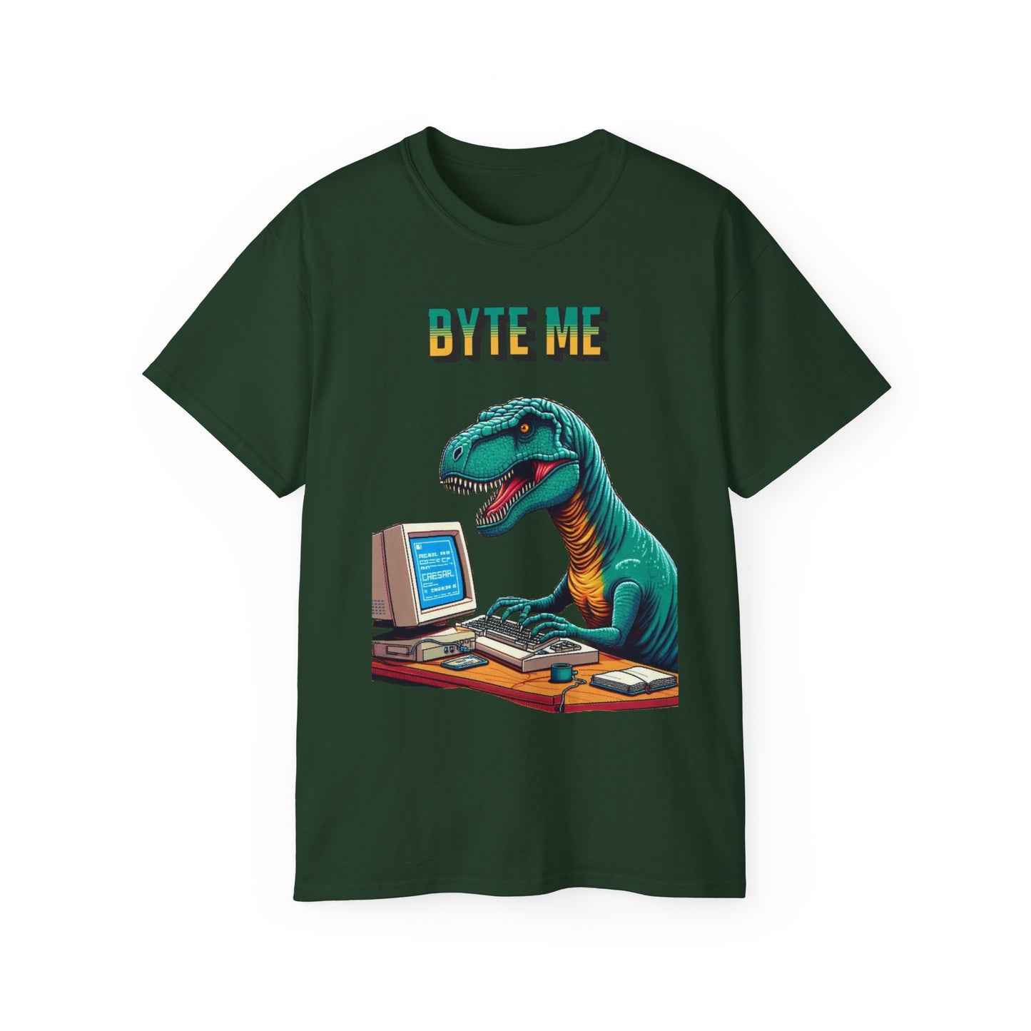 "Byte Me!" Tech-Savvy Dinosaur - Unisex Ultra Cotton Tee