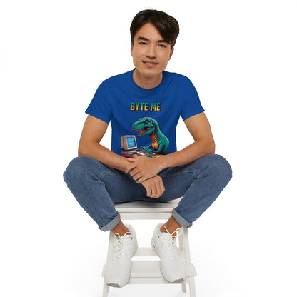 "Byte Me!" Tech-Savvy Dinosaur - Unisex Ultra Cotton Tee