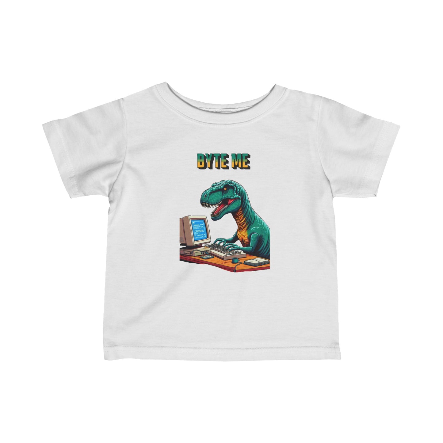 "Byte Me!" Tech-Savvy Dinosaur - Kids Softstyle Tee