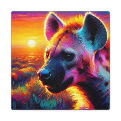 Hyena at sunrise  -  Portrait , abstract Impressionism , bright and vibrant colors , Oil painting on canvas print  , wall art ,