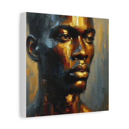 Portrait of an African Man in Bronze, Gold, and Black, abstract Impressionism , Matte Canvas, Stretched, 1.25", wall art , painting