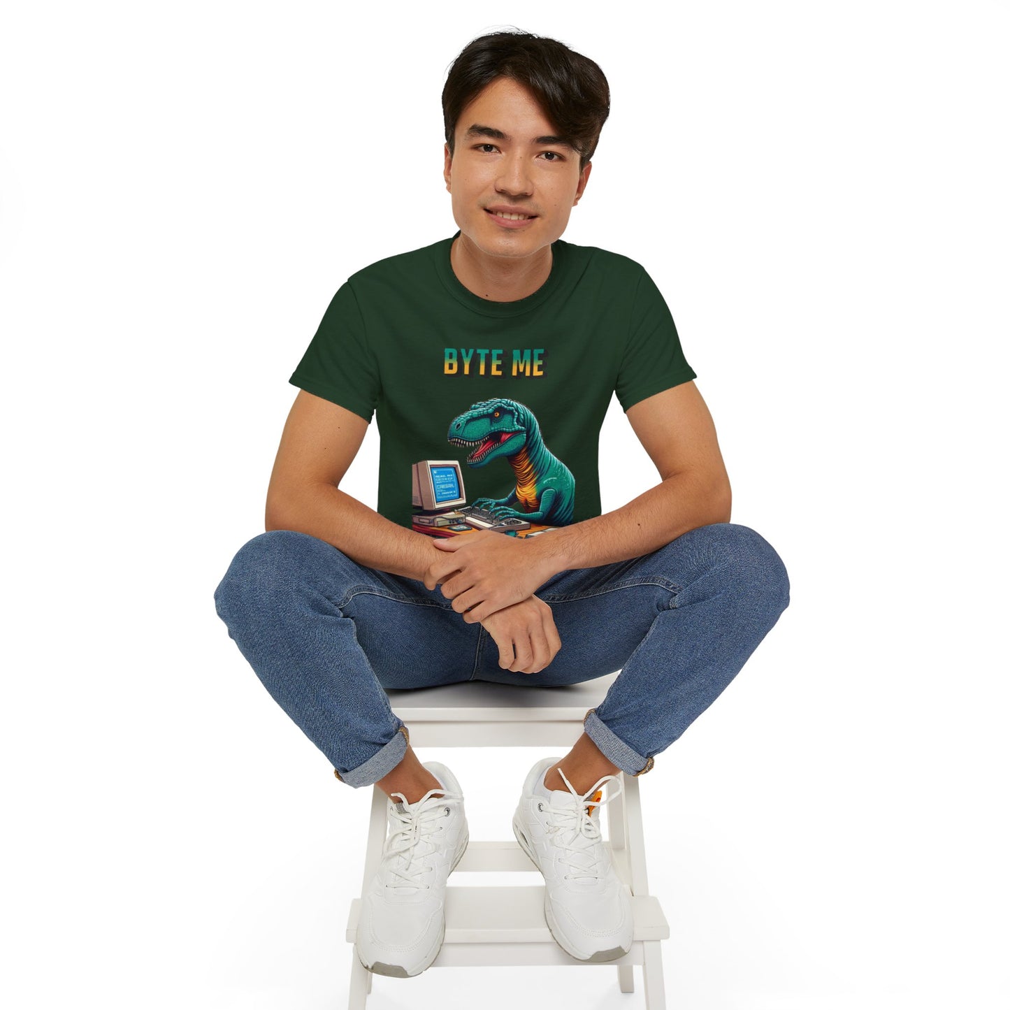 "Byte Me!" Tech-Savvy Dinosaur - Unisex Ultra Cotton Tee