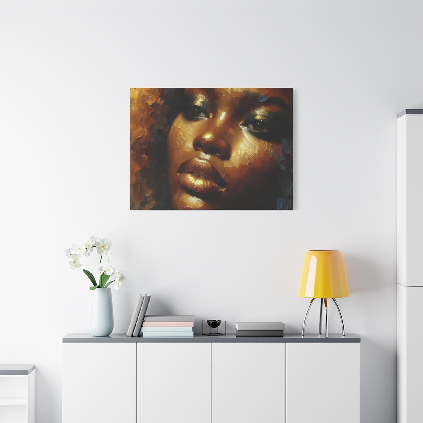 African Woman , Gold, Bronze, Black , abstract Impressionism , Giclée Print Canvas