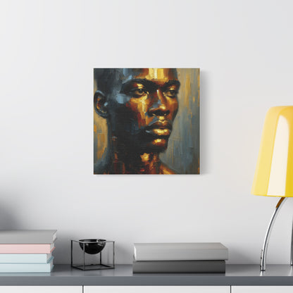 Portrait of an African Man in Bronze, Gold, and Black, abstract Impressionism , Matte Canvas, Stretched, 1.25", wall art , painting