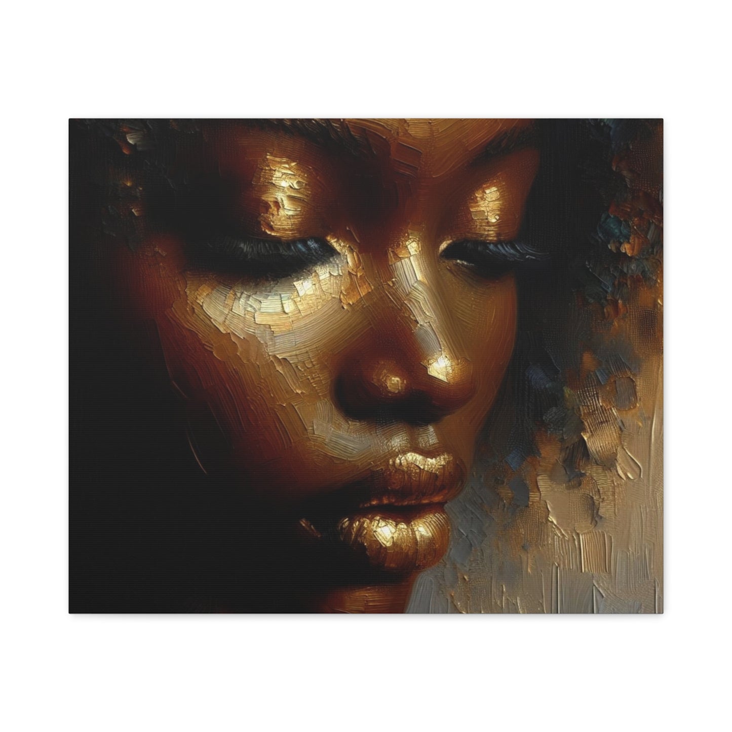 African Woman , Gold , Bronze, Black , abstract Impressionism , Giclée Print Canvas