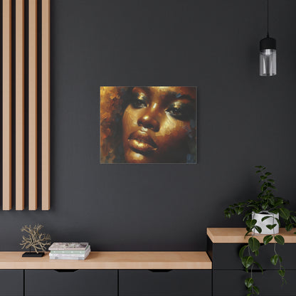 African Woman , Gold, Bronze, Black , abstract Impressionism , Giclée Print Canvas