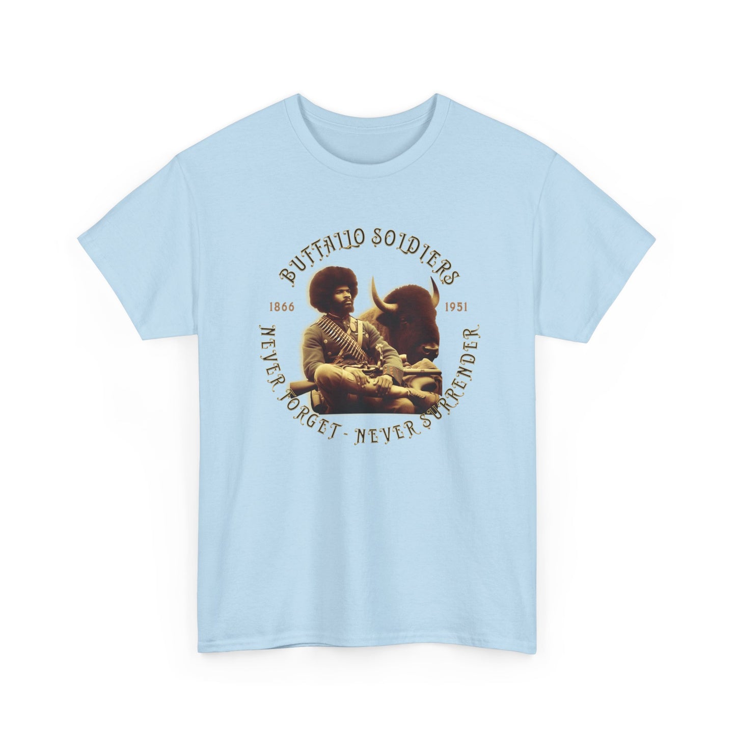 Copy of Buffalo Soldiers 'Never Forget' Tee — Vintage Military Tribute T-Shirt