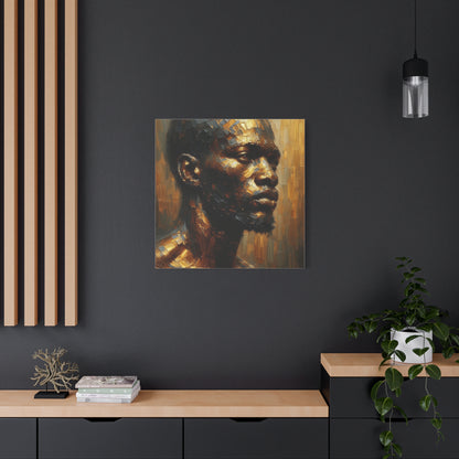 African Man , Gold , Bronze , Black , abstract Impressionism , Giclée Print Canvas