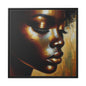 African woman , portrait , gold , bronze and black , abstract Impressionism, Matte Canvas, Black Frame