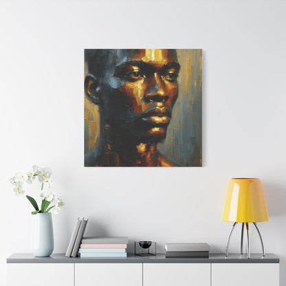 Portrait of an African Man in Bronze, Gold, and Black, abstract Impressionism , Matte Canvas, Stretched, 1.25", wall art , painting