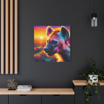 Hyena at sunrise  -  Portrait , abstract Impressionism , bright and vibrant colors , Oil painting on canvas print  , wall art ,