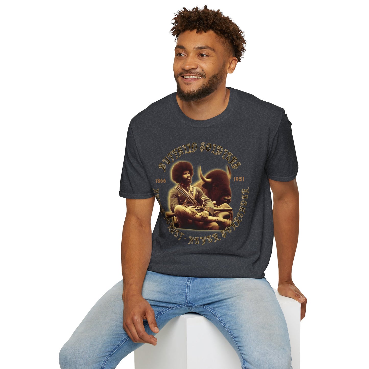 "Buffalo Soldier - Never Forget - Never Surrender" - Unisex Softstyle T-Shirt