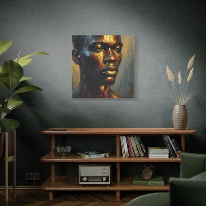 Portrait of an African Man in Bronze, Gold, and Black, abstract Impressionism , Matte Canvas, Stretched, 1.25", wall art , painting