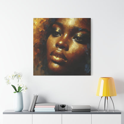 African Woman , Gold, Bronze, Black , abstract Impressionism , Giclée Print Canvas