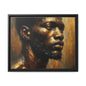 African Man , Portrait , Gold , Bronze , Black , abstract Impressionism , Matte Canvas, Black Frame