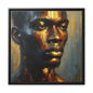 African man , portrait , gold bronze , black , Matte Canvas, Black Frame, wall decoration painting