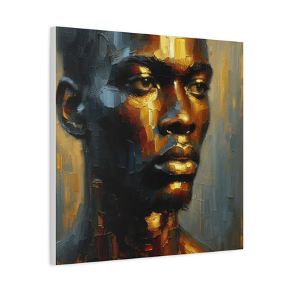 Portrait of an African Man in Bronze, Gold, and Black, abstract Impressionism , Matte Canvas, Stretched, 1.25", wall art , painting