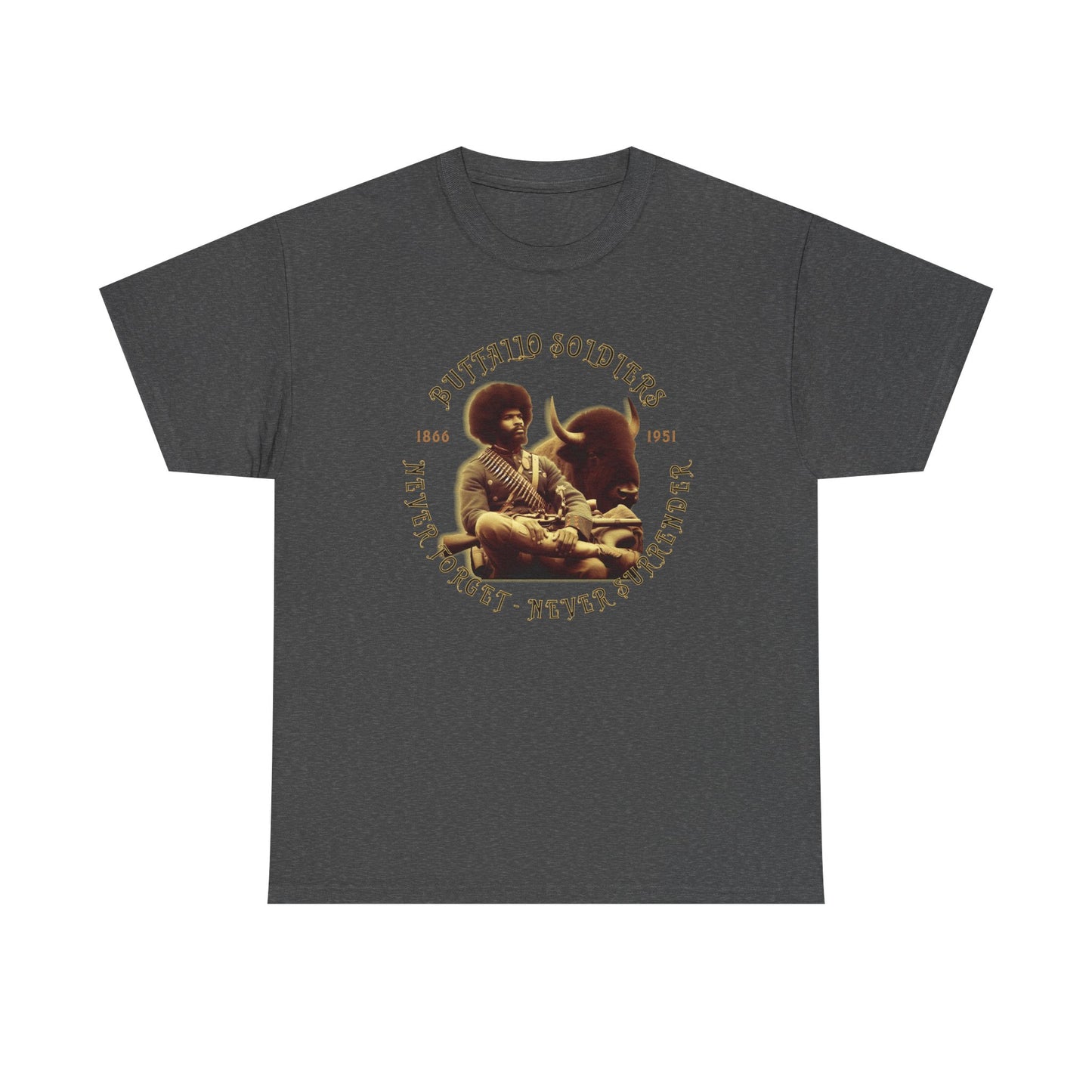 Copy of Buffalo Soldiers 'Never Forget' Tee — Vintage Military Tribute T-Shirt