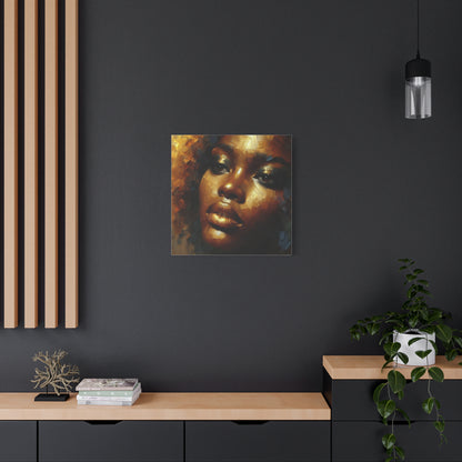 African Woman , Gold, Bronze, Black , abstract Impressionism , Giclée Print Canvas