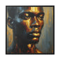 African man , portrait , gold bronze , black , Matte Canvas, Black Frame, wall decoration painting