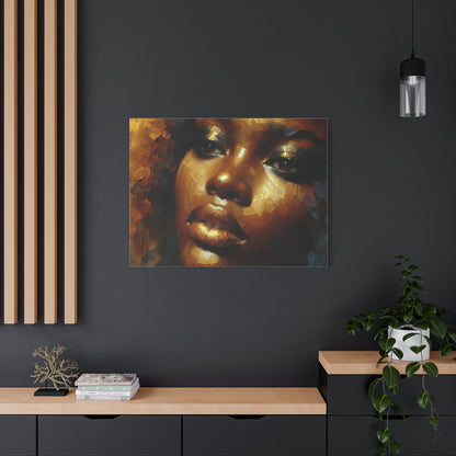 African Woman , Gold, Bronze, Black , abstract Impressionism , Giclée Print Canvas