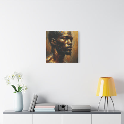 African Man , Gold , Bronze , Black , abstract Impressionism , Giclée Print Canvas