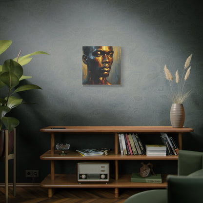 Portrait of an African Man in Bronze, Gold, and Black, abstract Impressionism , Matte Canvas, Stretched, 1.25", wall art , painting