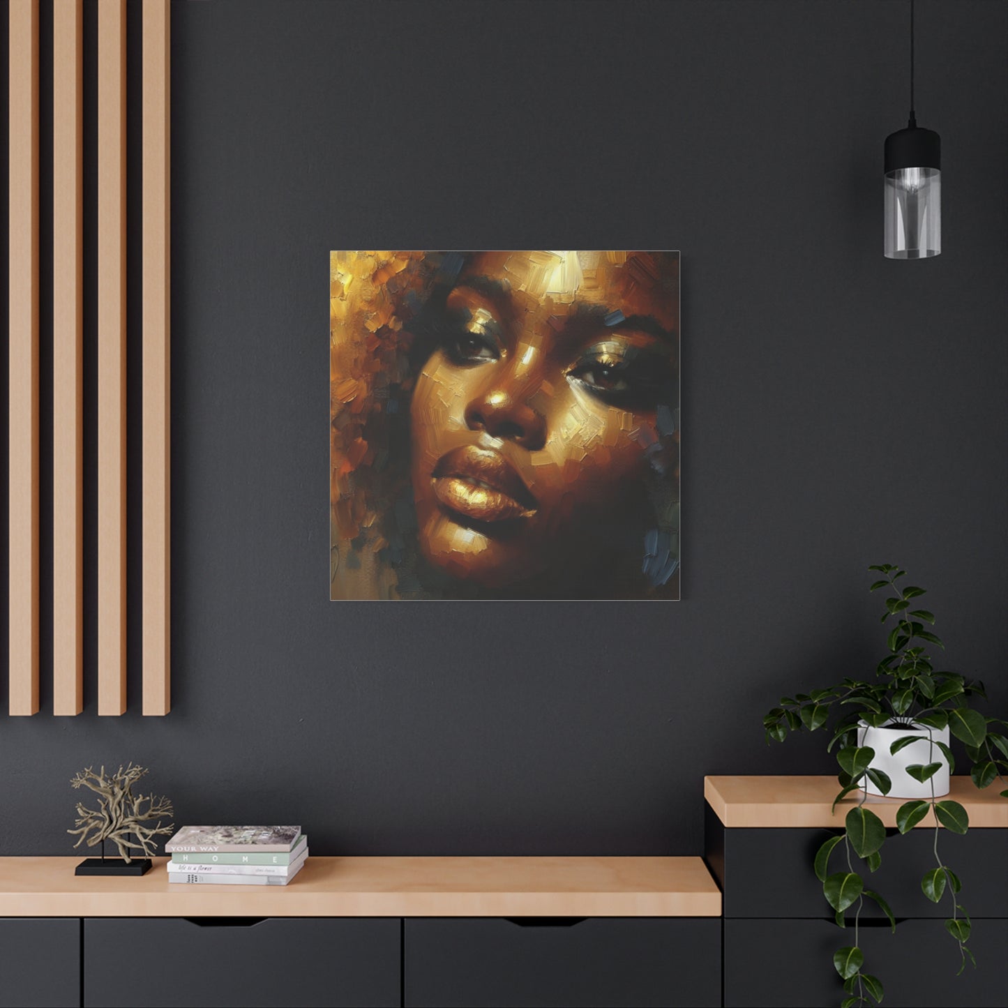 African Woman , Gold, Bronze, Black , abstract Impressionism , Giclée Print Canvas