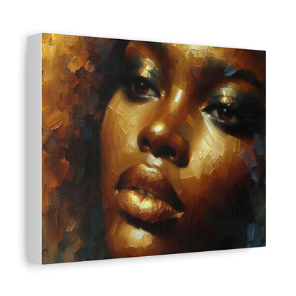 African Woman , Gold, Bronze, Black , abstract Impressionism , Giclée Print Canvas