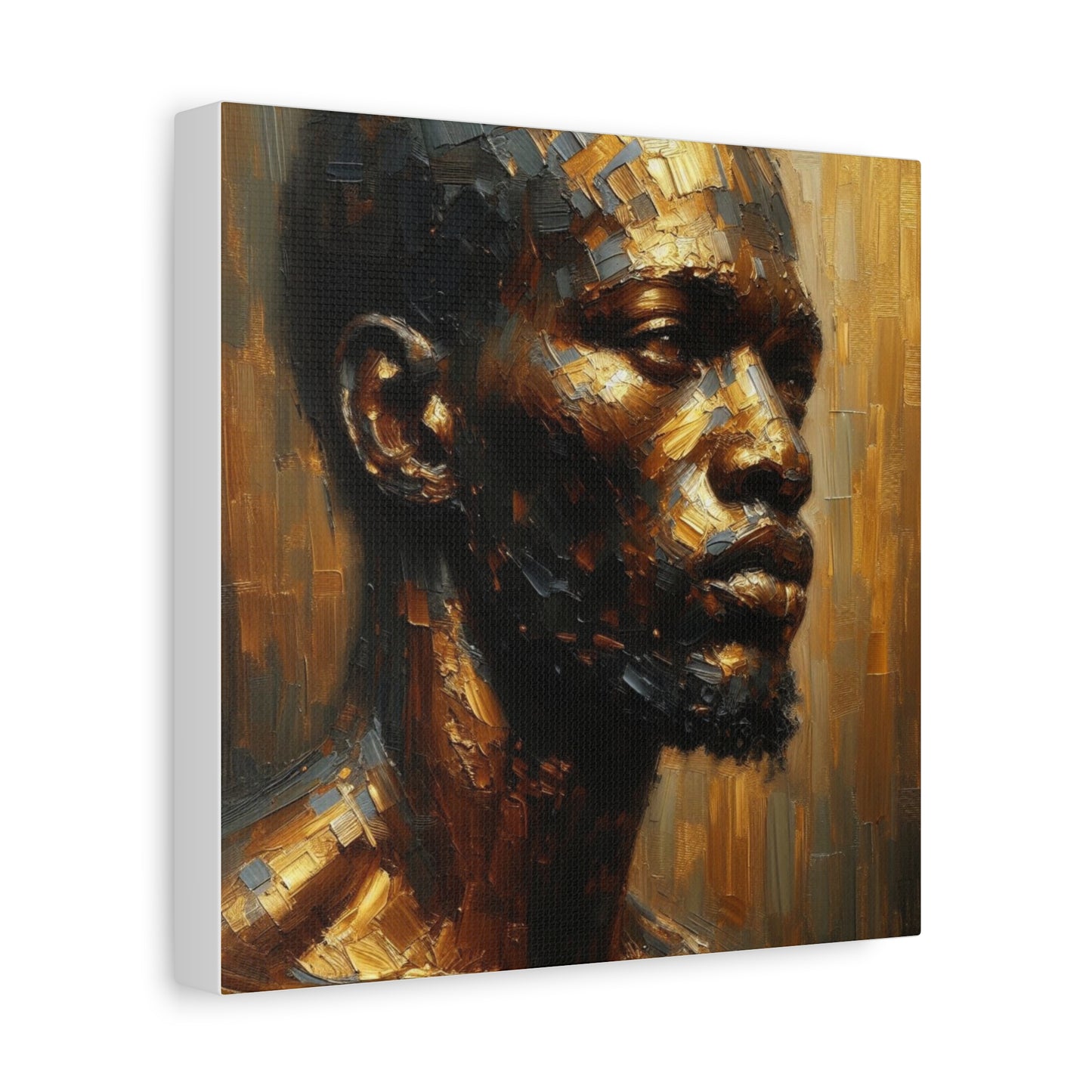 African Man , Gold , Bronze , Black , abstract Impressionism , Giclée Print Canvas