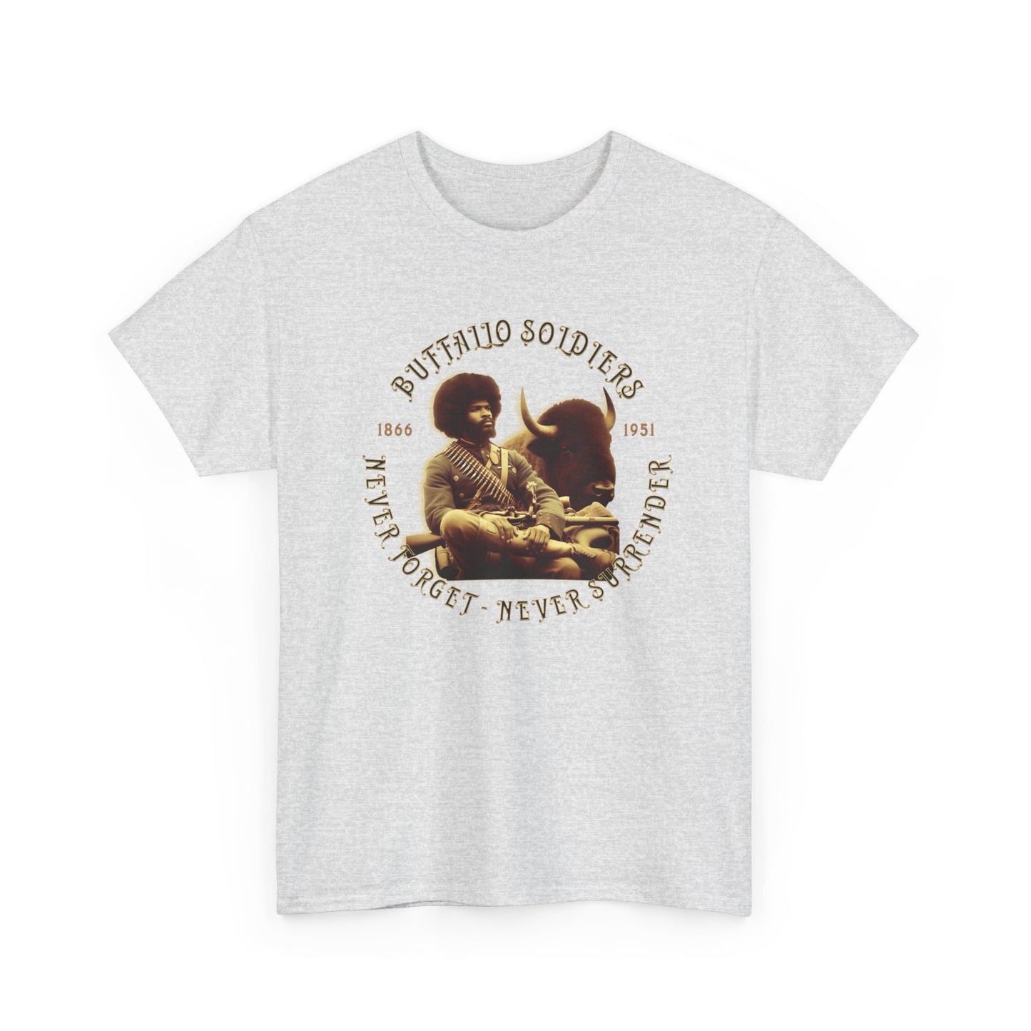 Copy of Buffalo Soldiers 'Never Forget' Tee — Vintage Military Tribute T-Shirt