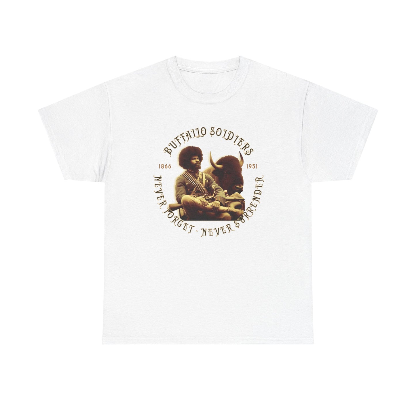 Copy of Buffalo Soldiers 'Never Forget' Tee — Vintage Military Tribute T-Shirt