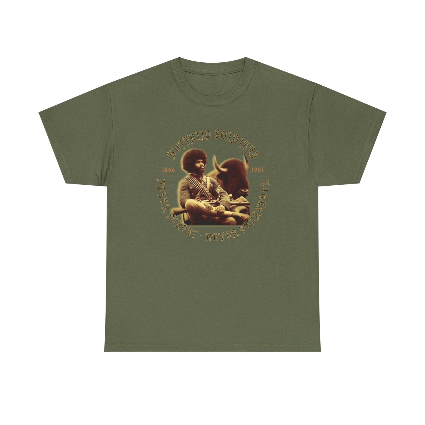 Copy of Buffalo Soldiers 'Never Forget' Tee — Vintage Military Tribute T-Shirt