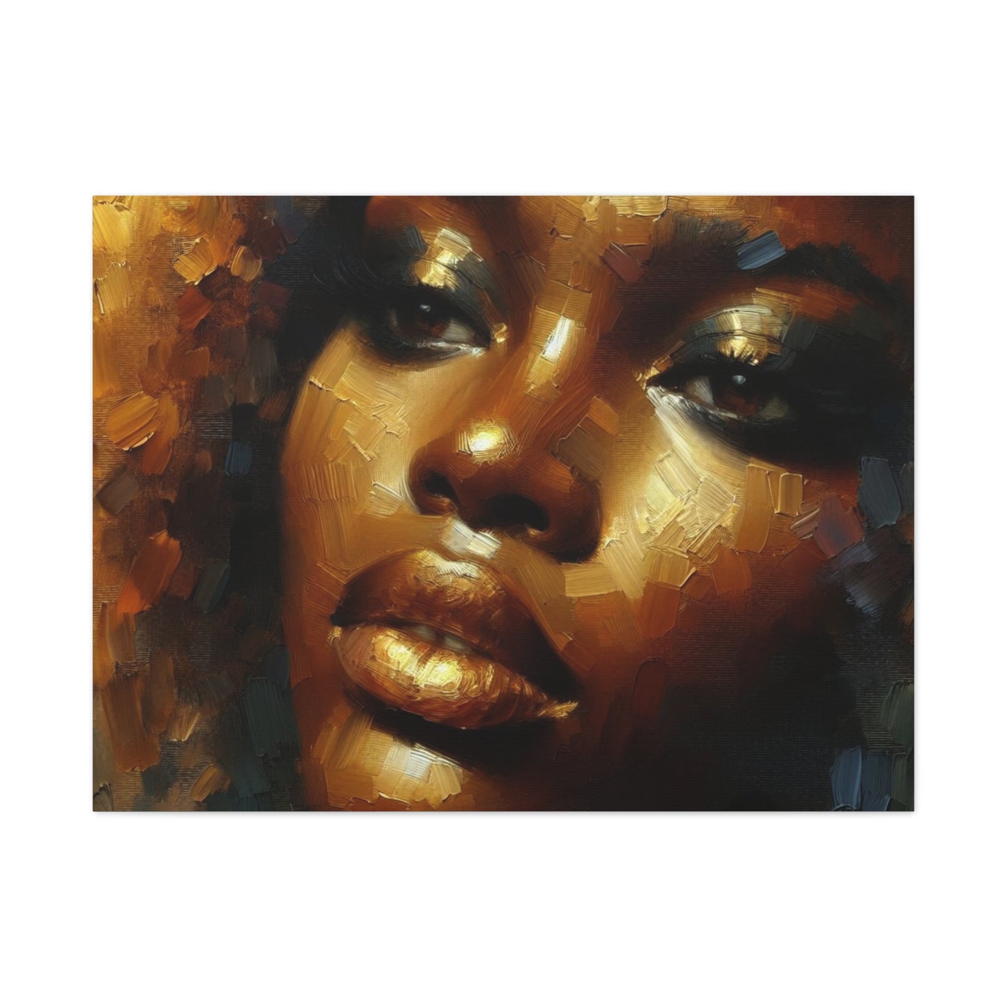 African Woman , Gold, Bronze, Black , abstract Impressionism , Giclée Print Canvas