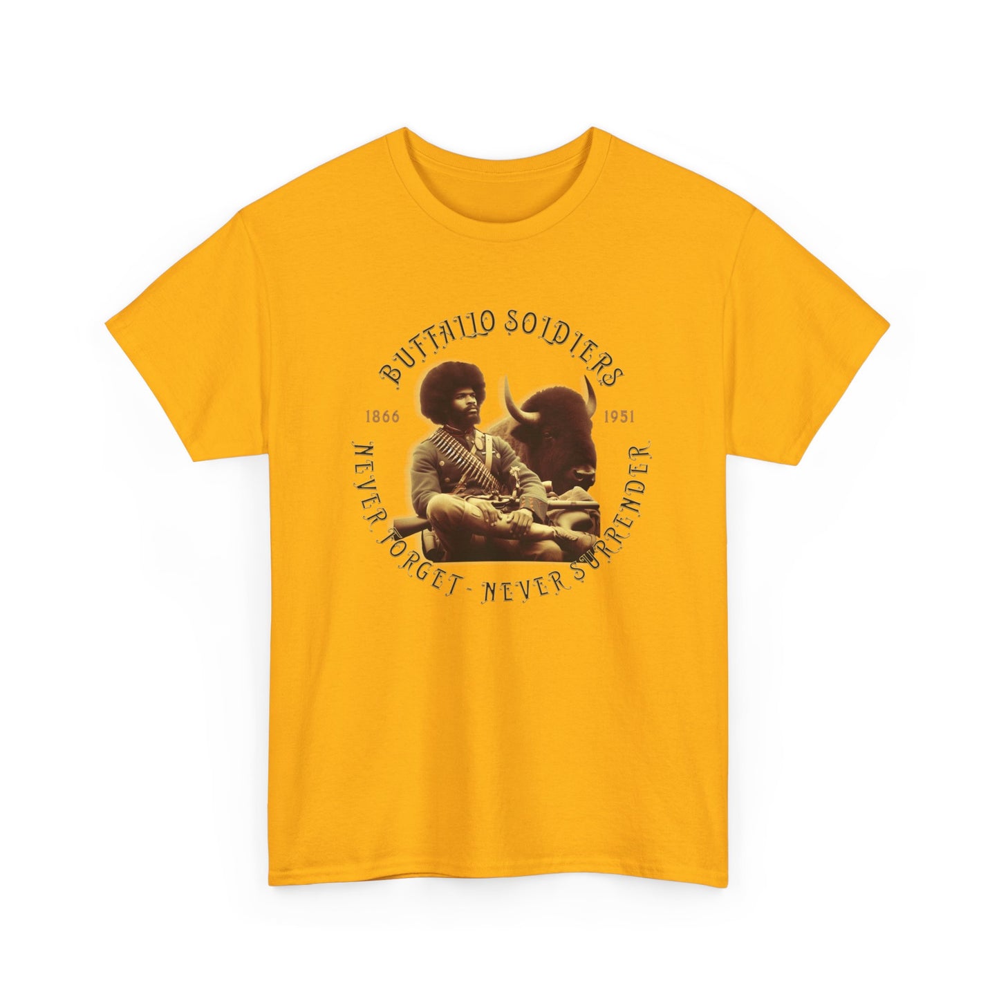 Copy of Buffalo Soldiers 'Never Forget' Tee — Vintage Military Tribute T-Shirt