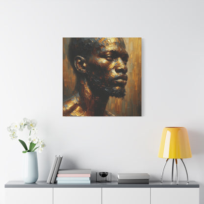 African Man , Gold , Bronze , Black , abstract Impressionism , Giclée Print Canvas