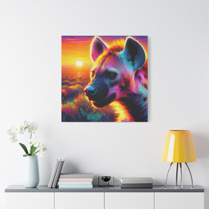 Hyena at sunrise  -  Portrait , abstract Impressionism , bright and vibrant colors , Oil painting on canvas print  , wall art ,